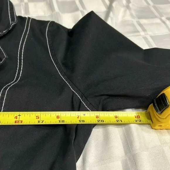 COTTON GINNY Y2K cropped cotton black blazer,fitted , round snaps ,white trim - Picture 14 of 15